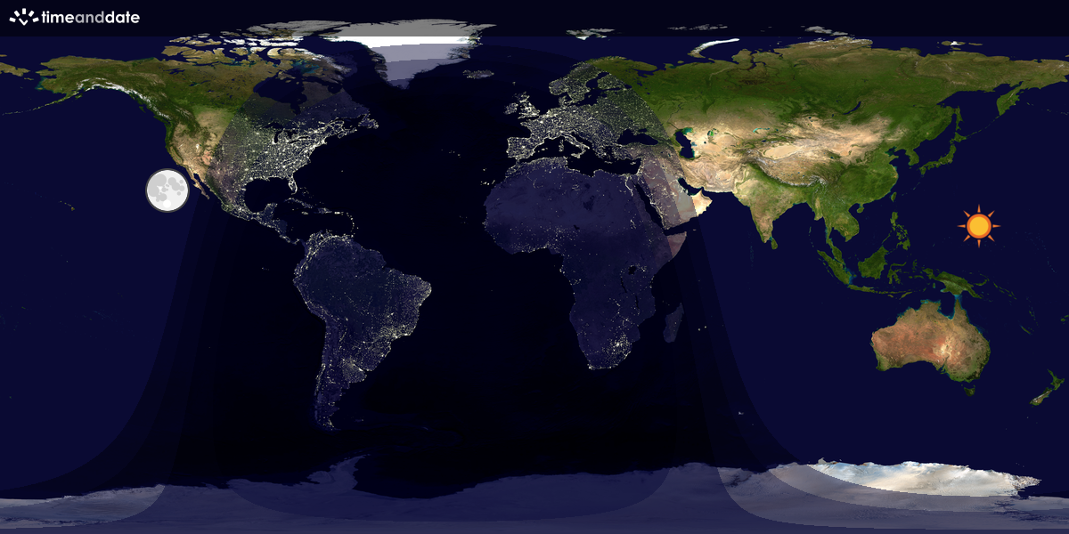 Verdenskart som viser dag og natt 