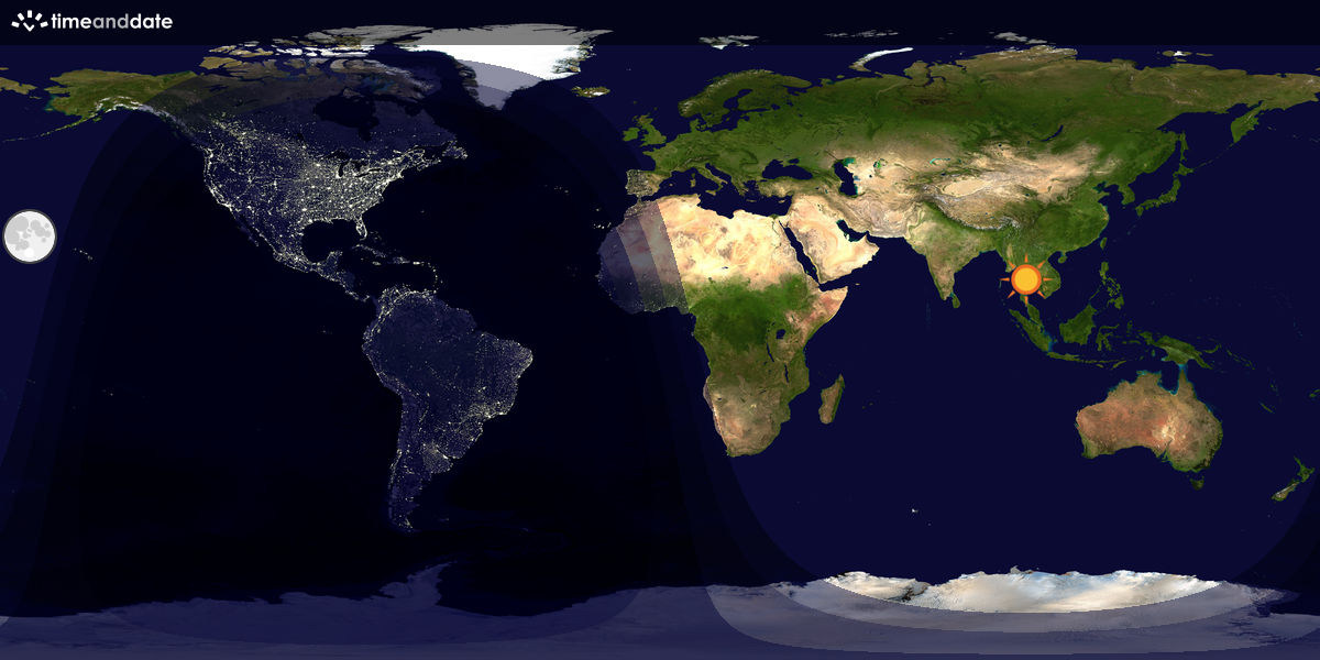 Verdenskart som viser dag og natt 
