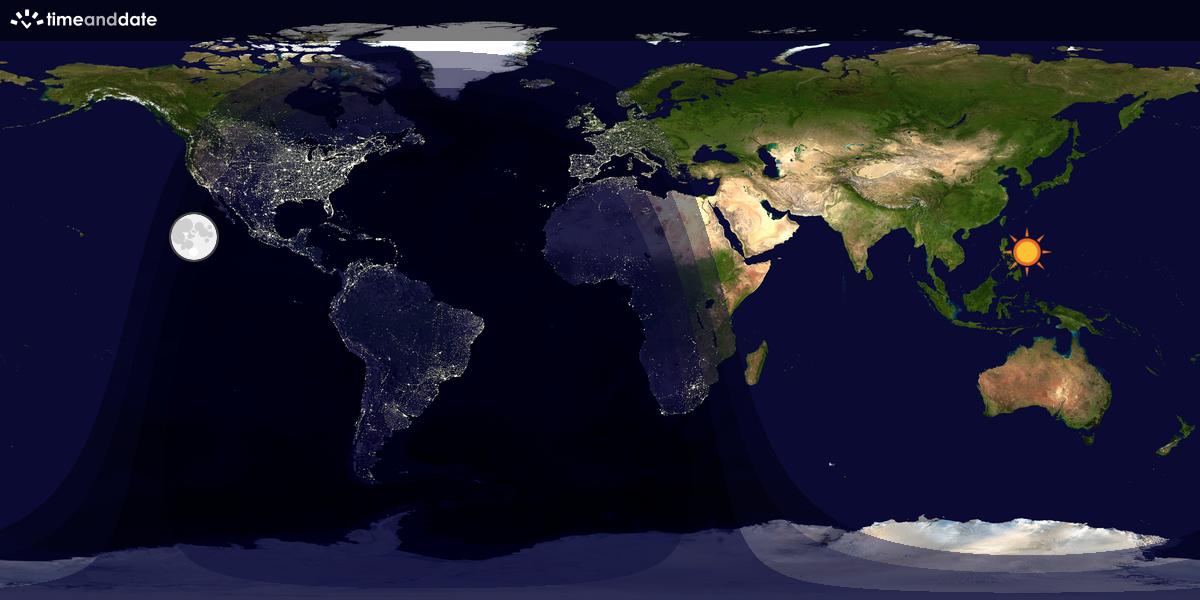 Verdenskart som viser dag og natt 