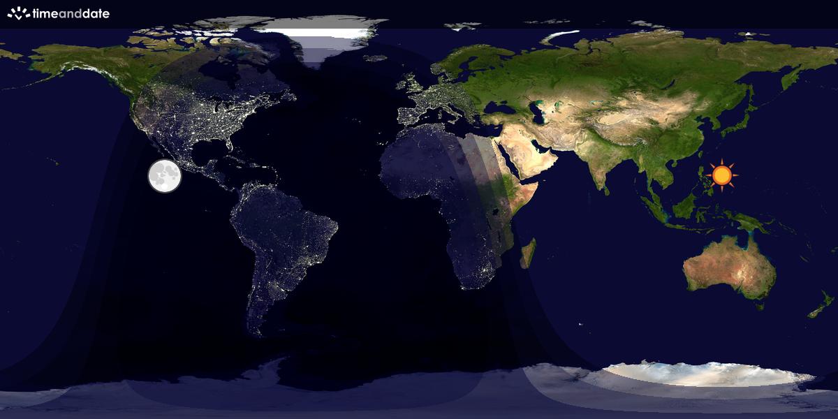 Verdenskart som viser dag og natt 