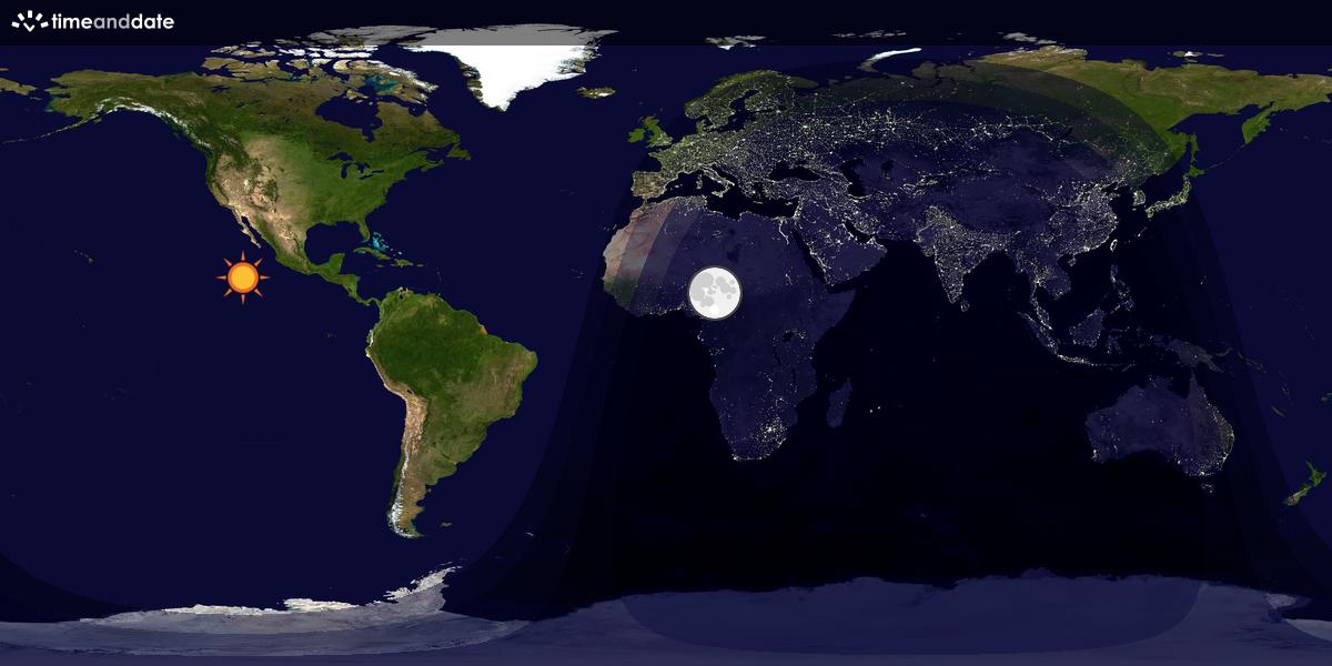 Verdenskart som viser dag og natt 