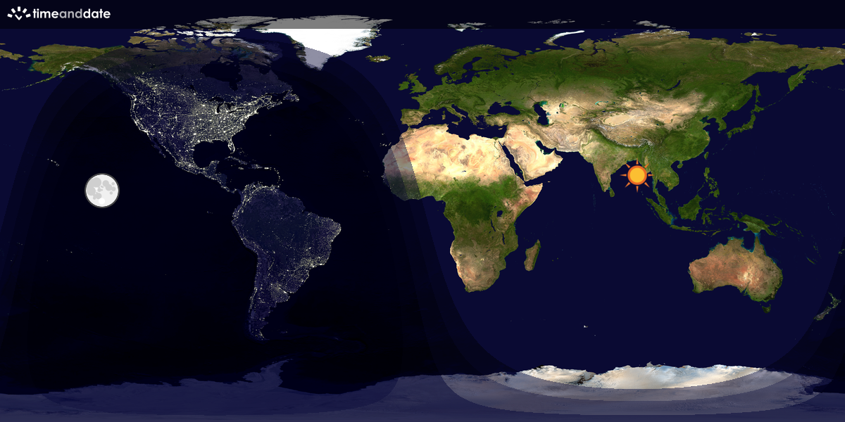 Verdenskart som viser dag og natt 