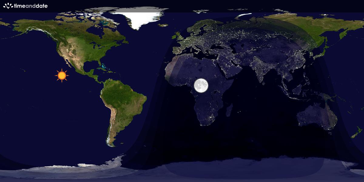Verdenskart som viser dag og natt 