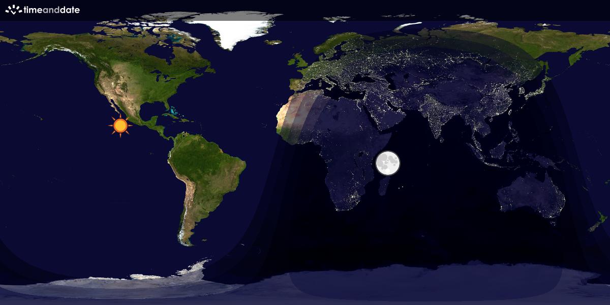 Verdenskart som viser dag og natt 