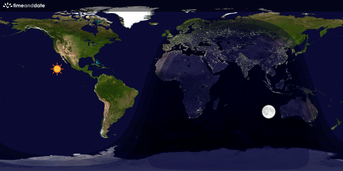 Verdenskart som viser dag og natt 