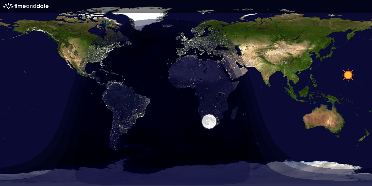 Verdenskart som viser dag og natt 