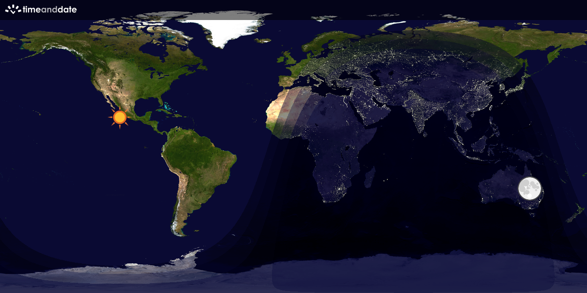 Verdenskart som viser dag og natt 