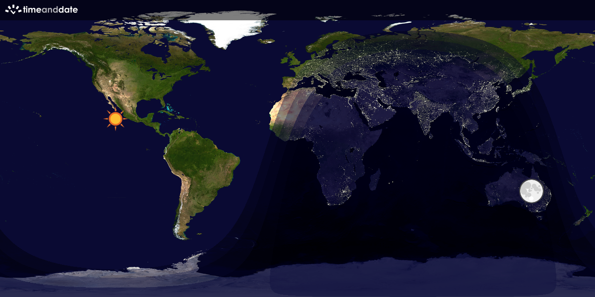 Verdenskart som viser dag og natt 