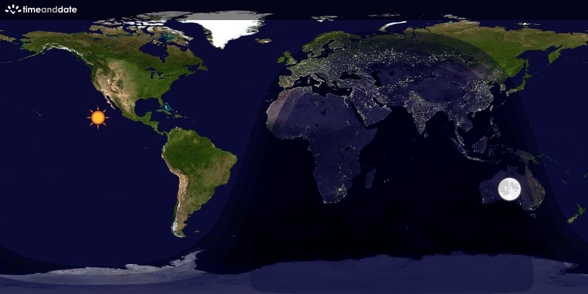 Verdenskart som viser dag og natt 