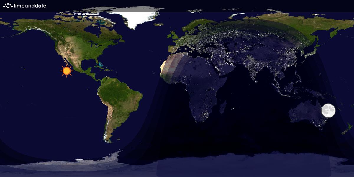 Verdenskart som viser dag og natt 