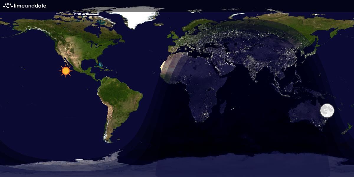 Verdenskart som viser dag og natt 