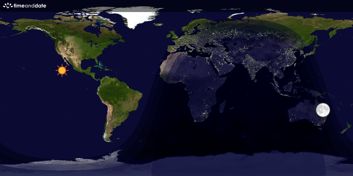 Verdenskart som viser dag og natt 
