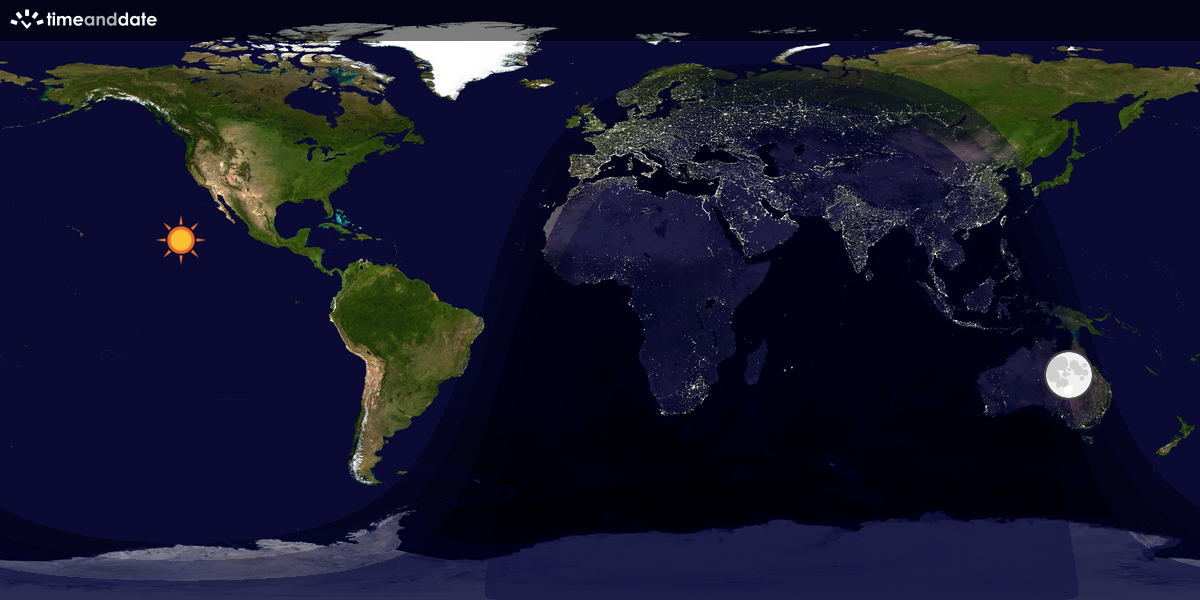 Verdenskart som viser dag og natt 