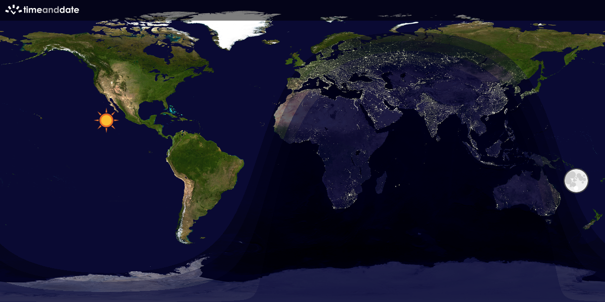 Verdenskart som viser dag og natt 