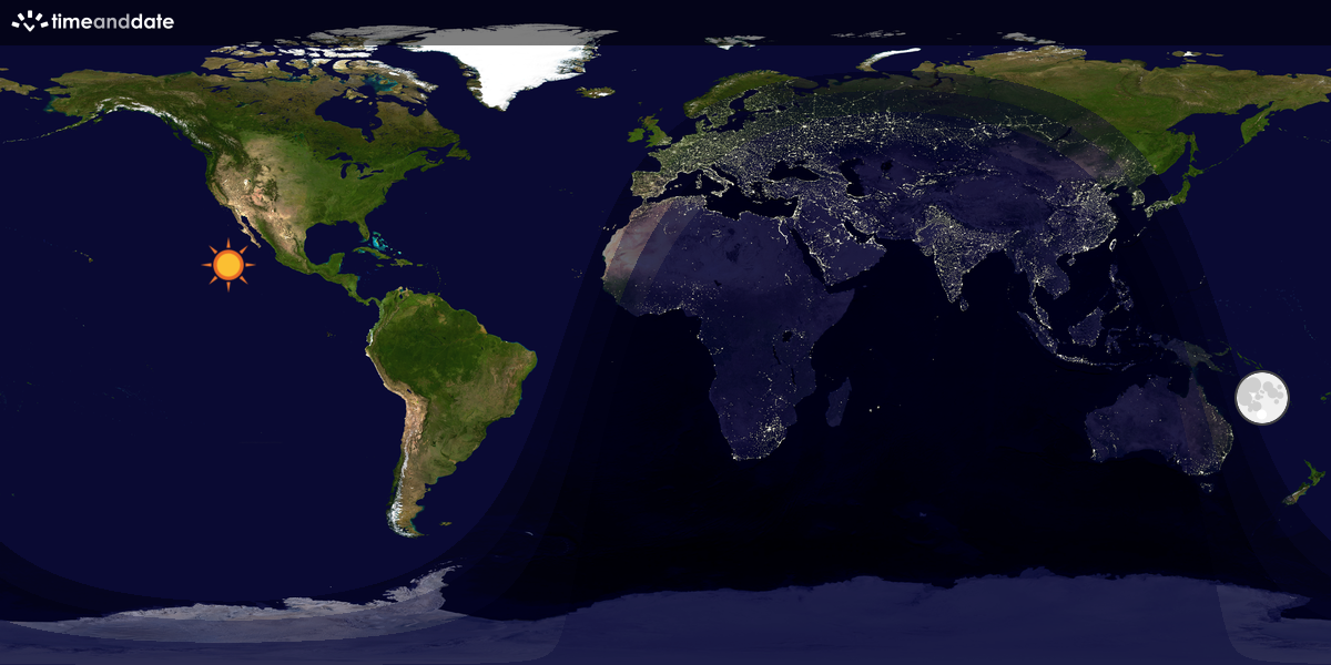 Verdenskart som viser dag og natt 