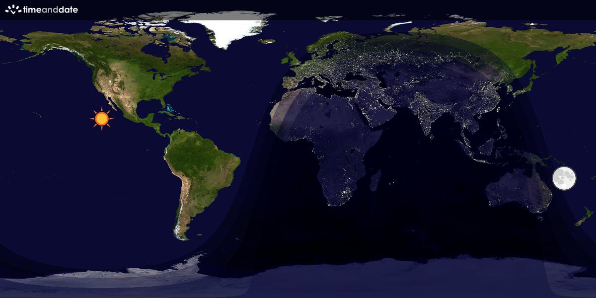 Verdenskart som viser dag og natt 