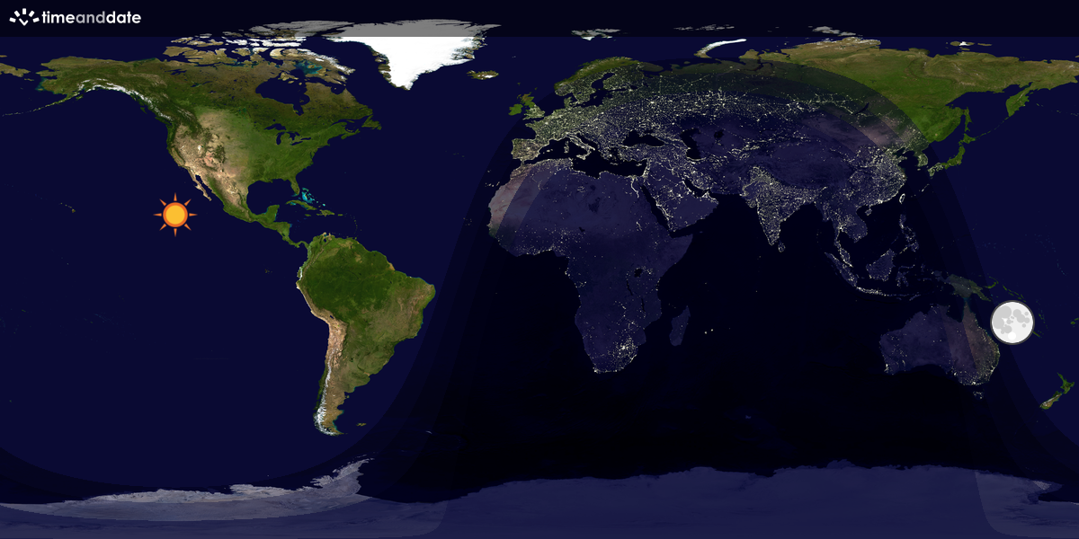 Verdenskart som viser dag og natt 
