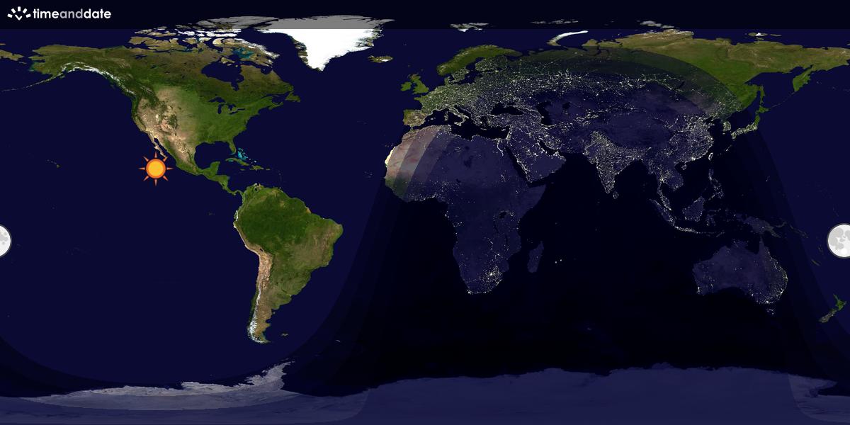 Verdenskart som viser dag og natt 