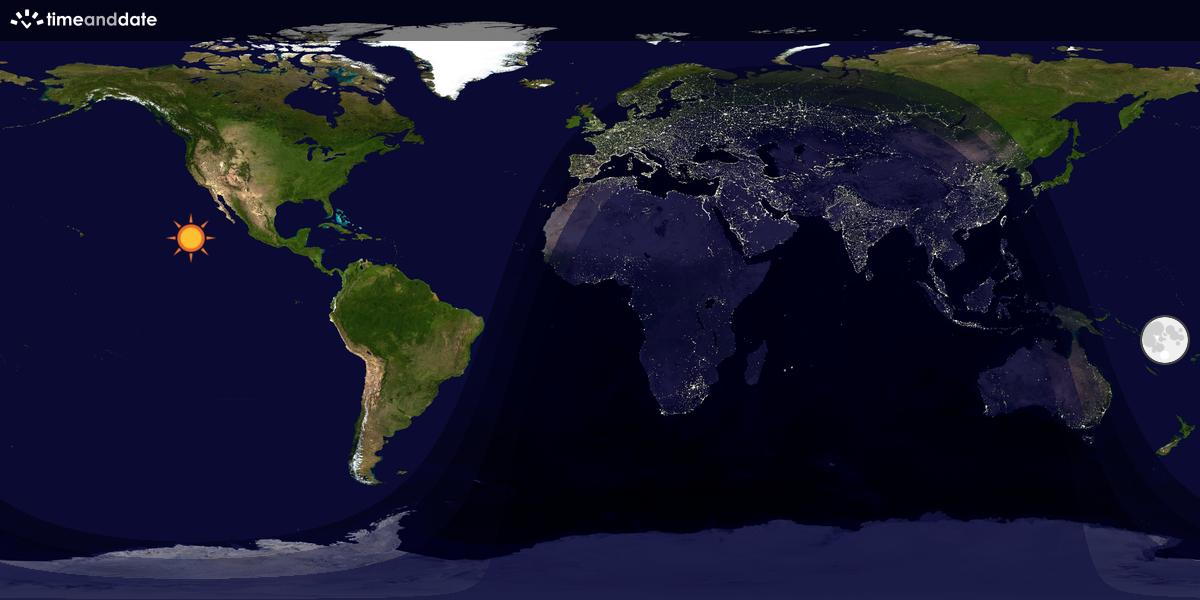 Verdenskart som viser dag og natt 