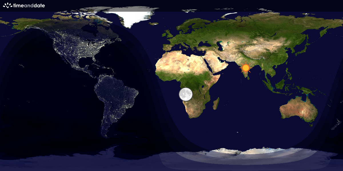 Verdenskart som viser dag og natt 