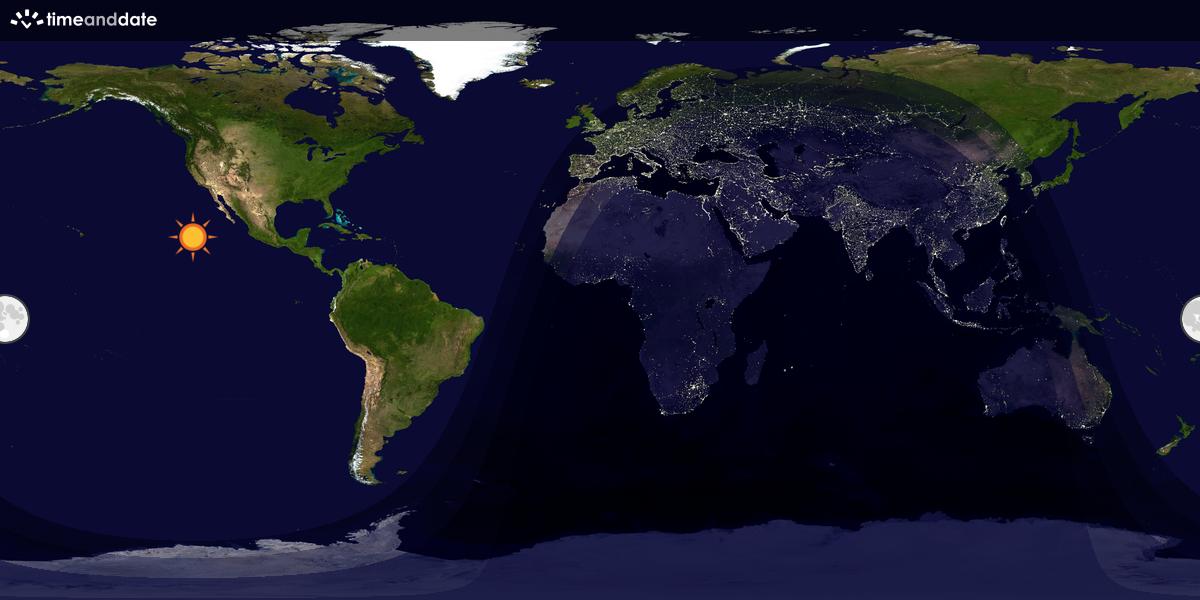 Verdenskart som viser dag og natt 