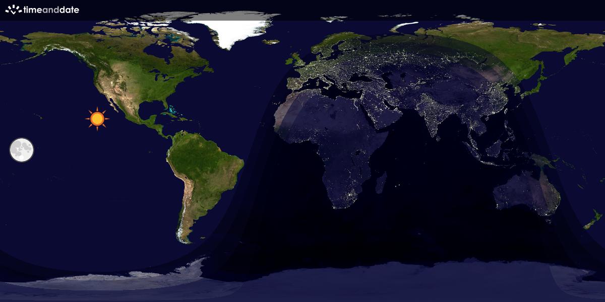 Verdenskart som viser dag og natt 