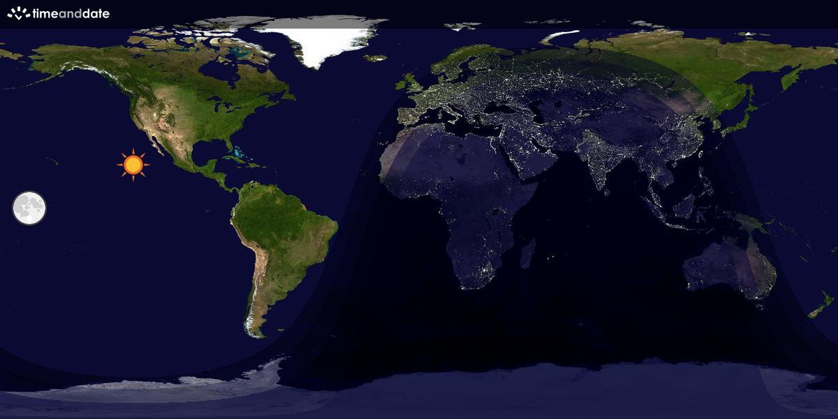 Verdenskart som viser dag og natt 