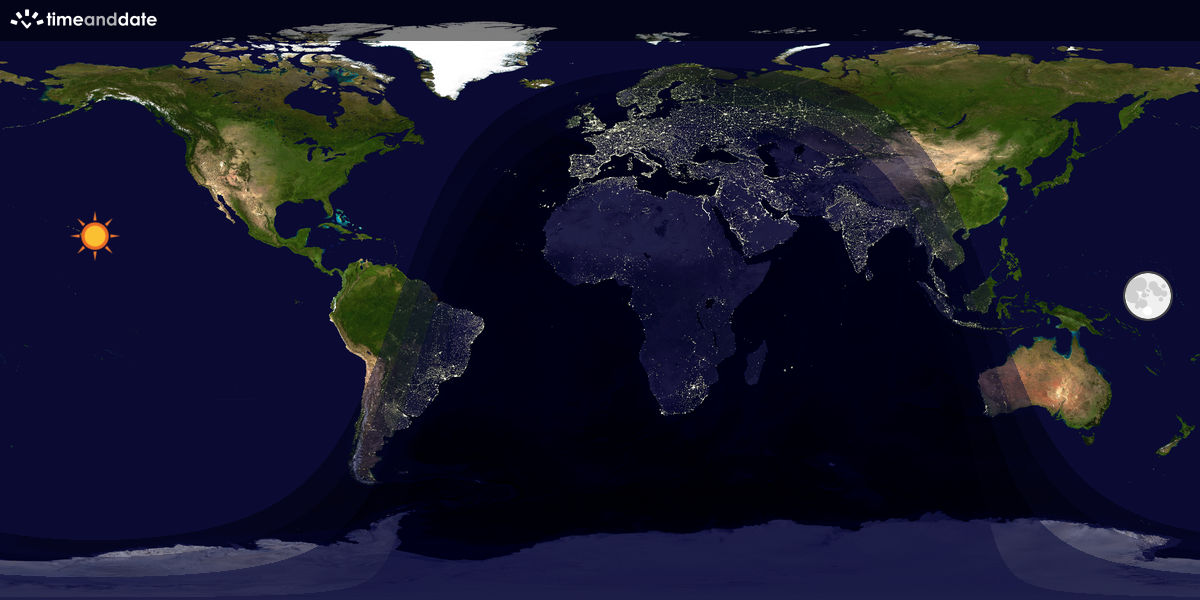 Verdenskart som viser dag og natt 