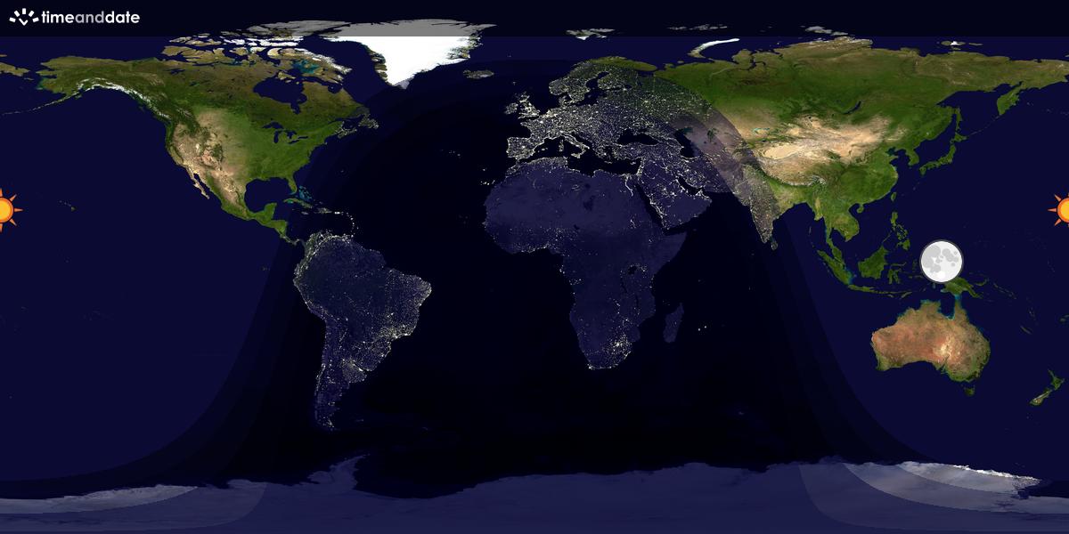 Verdenskart som viser dag og natt 