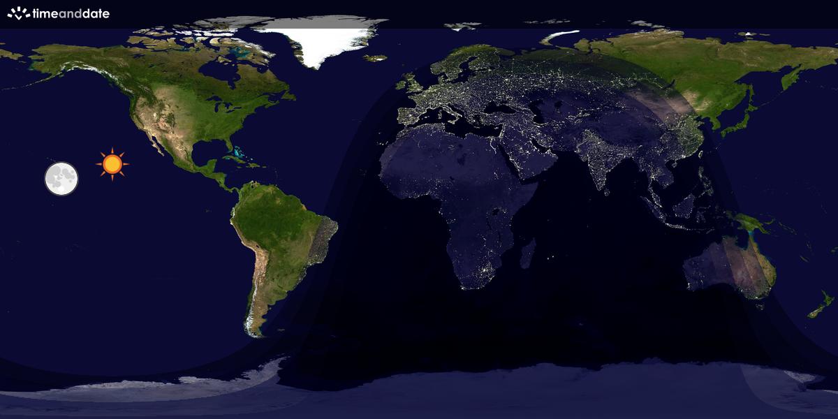 Verdenskart som viser dag og natt 