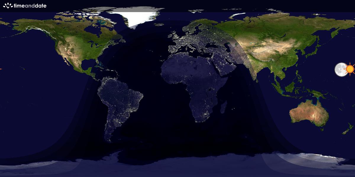 Verdenskart som viser dag og natt 