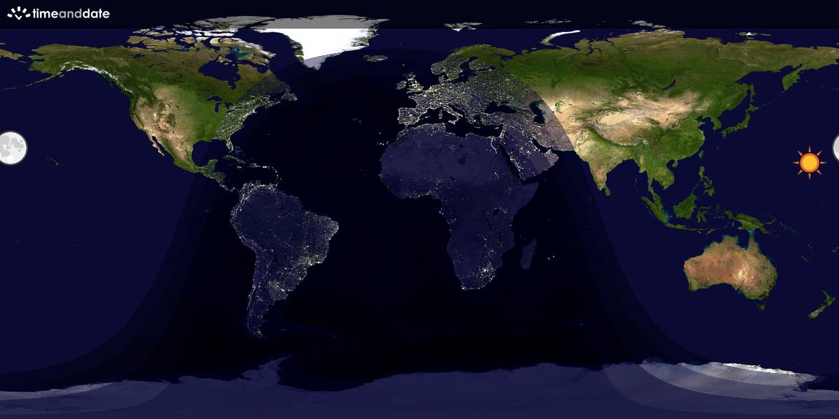 Verdenskart som viser dag og natt 