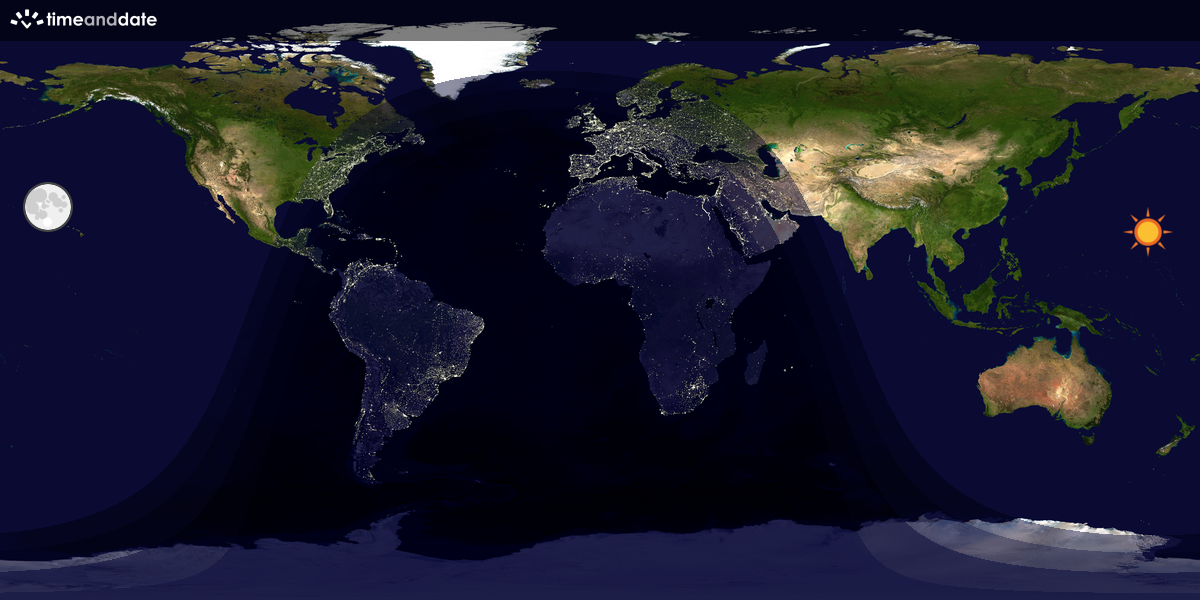 Verdenskart som viser dag og natt 