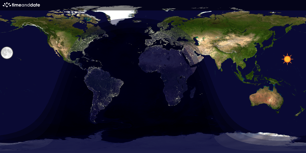 Verdenskart som viser dag og natt 