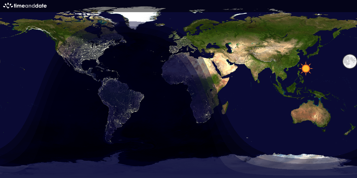 Verdenskart som viser dag og natt 