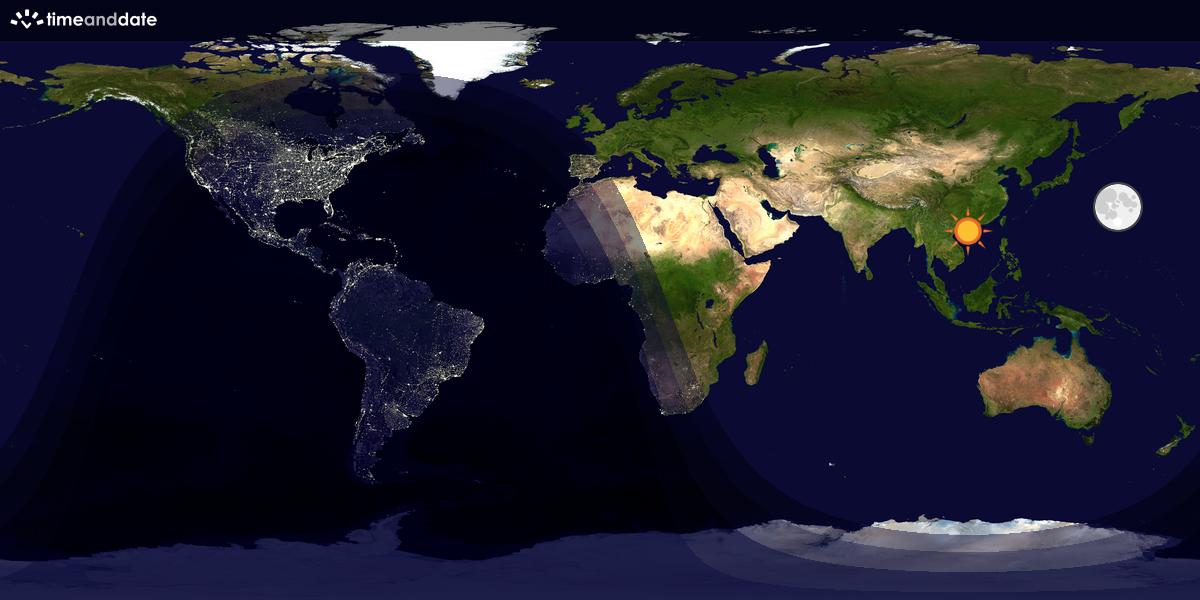 Verdenskart som viser dag og natt 