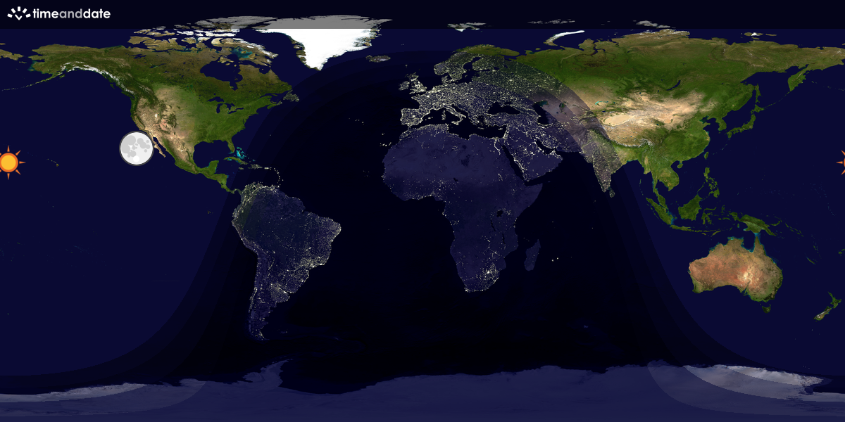 Verdenskart som viser dag og natt 