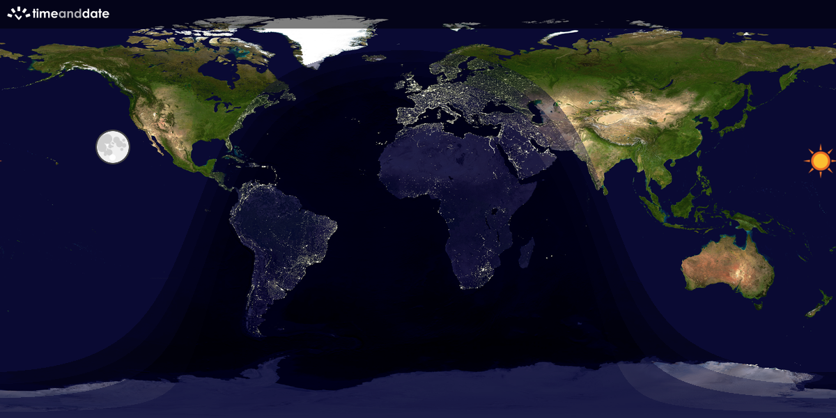 Verdenskart som viser dag og natt 
