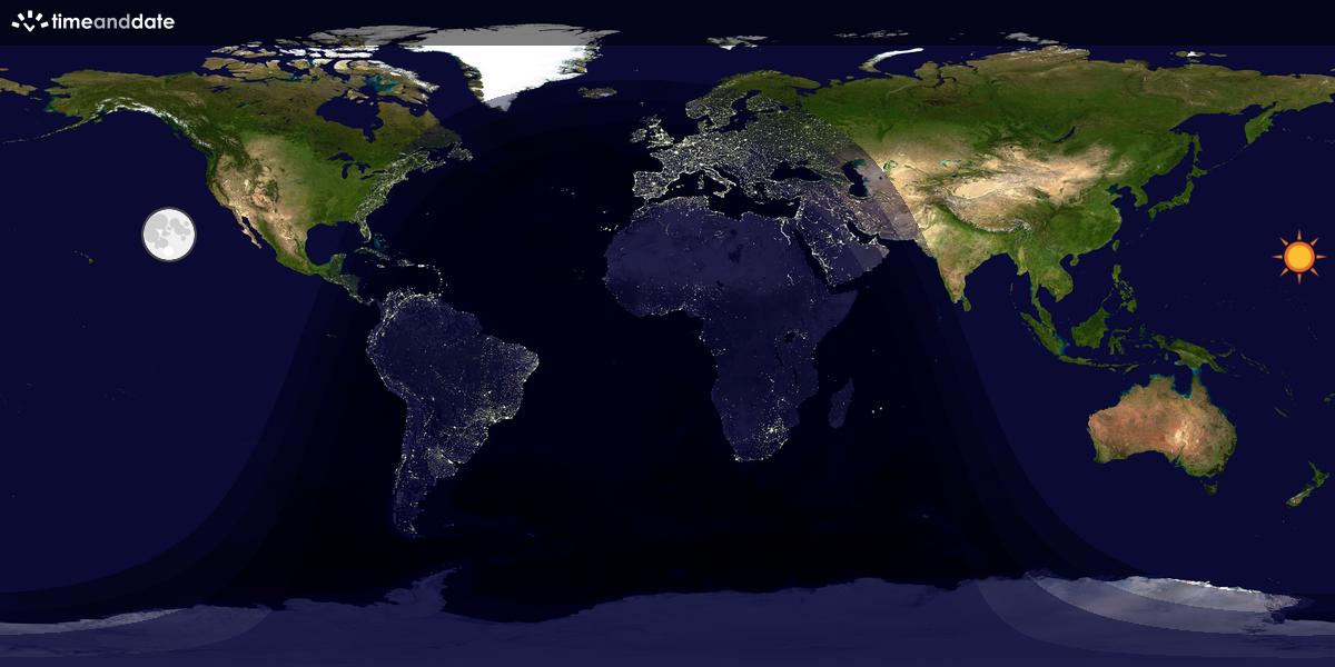 Verdenskart som viser dag og natt 