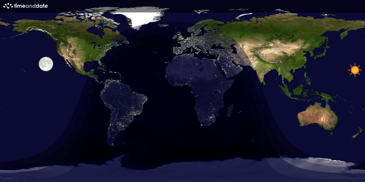 Verdenskart som viser dag og natt 