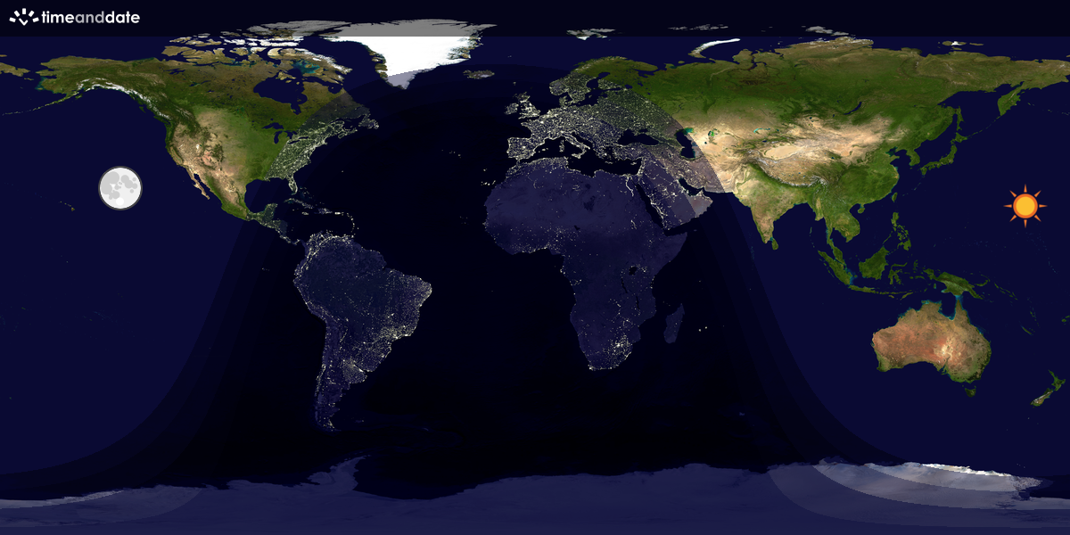 Verdenskart som viser dag og natt 