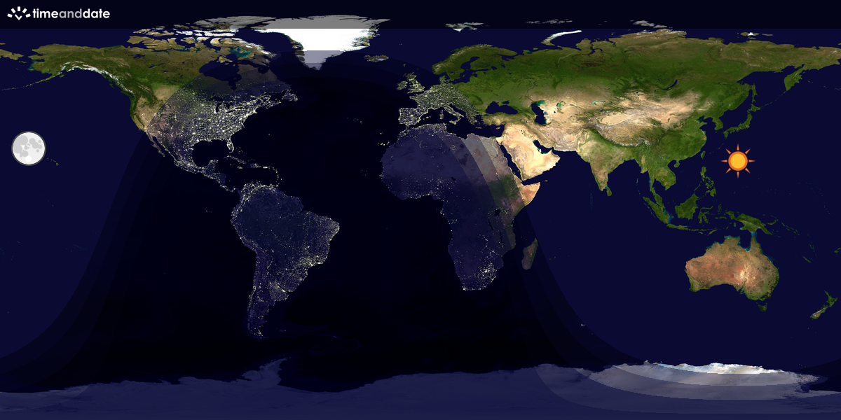 Verdenskart som viser dag og natt 
