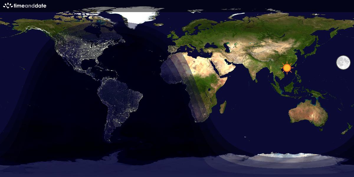 Verdenskart som viser dag og natt 