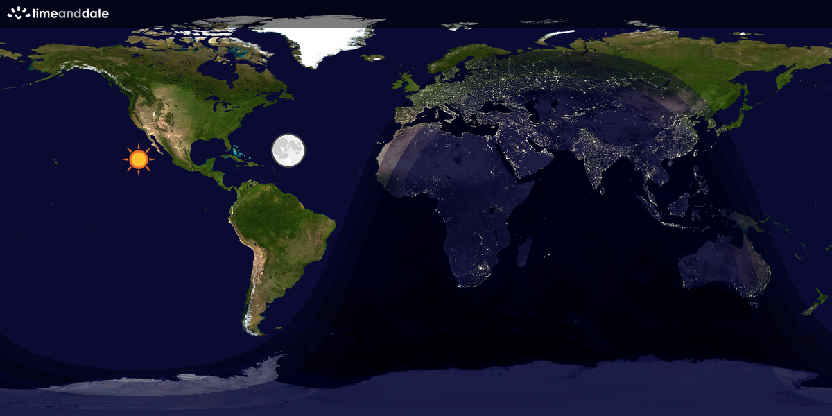 Verdenskart som viser dag og natt 