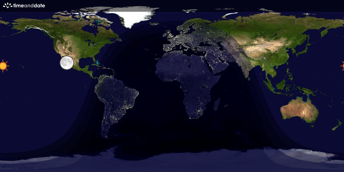 Verdenskart som viser dag og natt 
