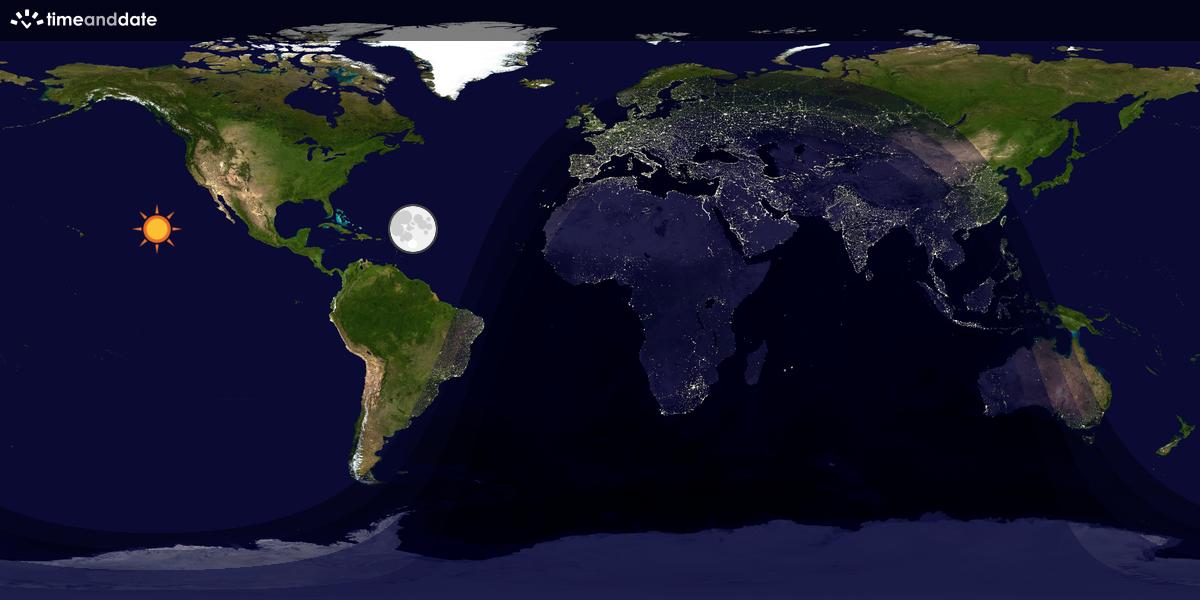 Verdenskart som viser dag og natt 