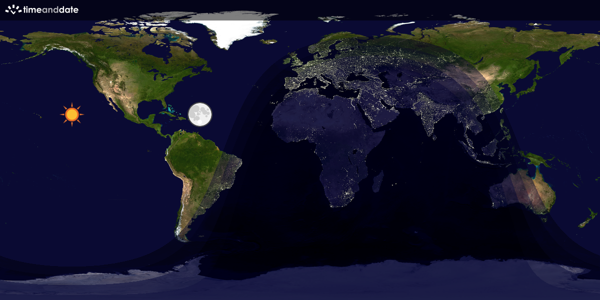 Verdenskart som viser dag og natt 