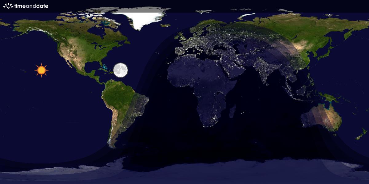 Verdenskart som viser dag og natt 