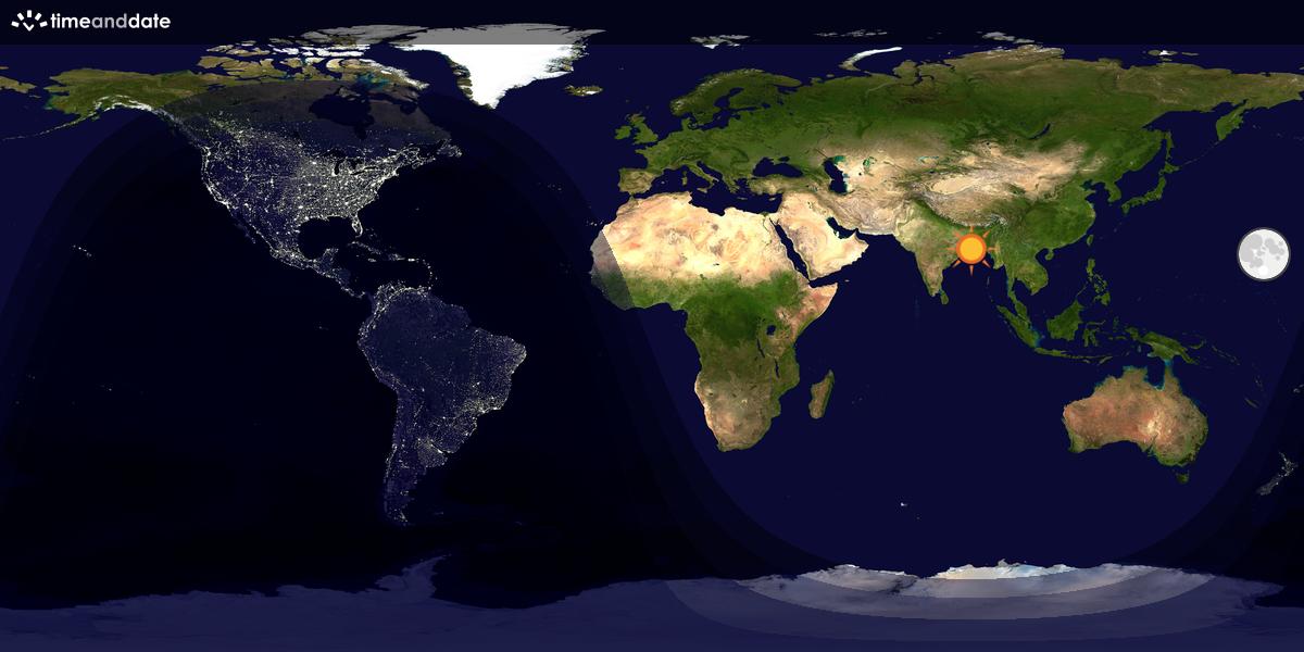 Verdenskart som viser dag og natt 