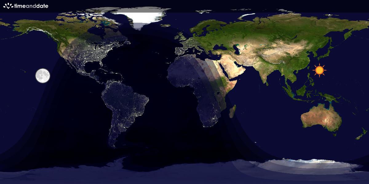 Verdenskart som viser dag og natt 